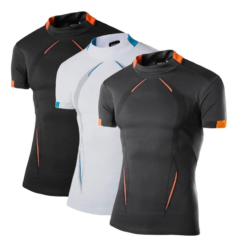 Playera 3 Piezas Deportiva Compresión Correr Corta Hombre 