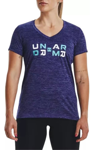 Playera Fitness Under Armour Tech Twist Graphic Azul Mujer 1