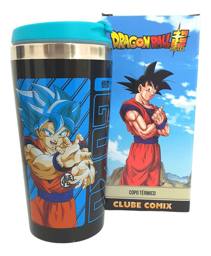 Copo Térmico Dragon Ball Z Goku Camada Dupla Em Inox Cor Azul