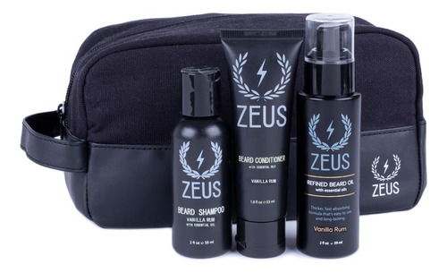 Zeus Kit Esencial De Cuidado De La Barba Refinado Con Bolsa