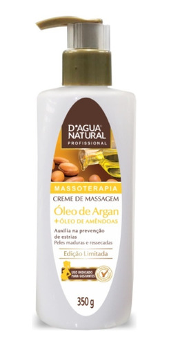 Creme Massagem Óleo De Argan E Amêndoas 350g Dágua Natural