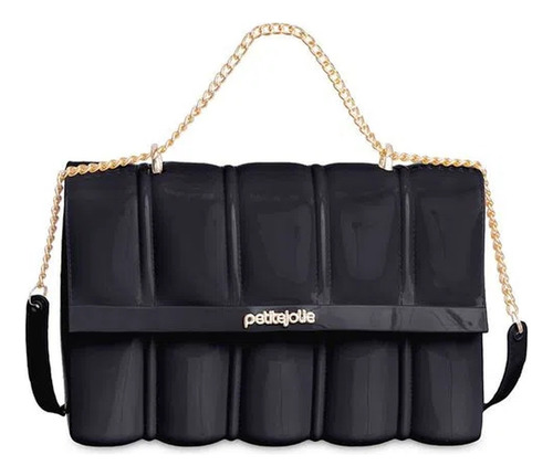 Bolsa Shine Feminina Petite Jolie Alça De Corrente Original Cor Preto