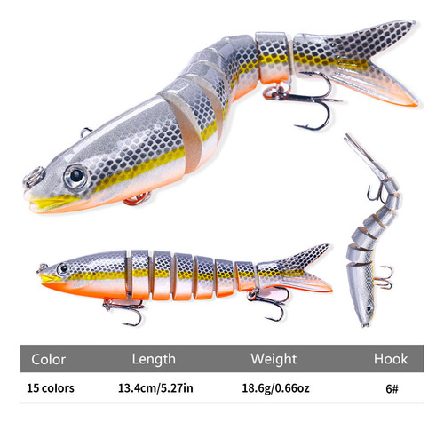Pike Wobblers: 13.4cm, 18.6g Multi-jointed Fishing Lure