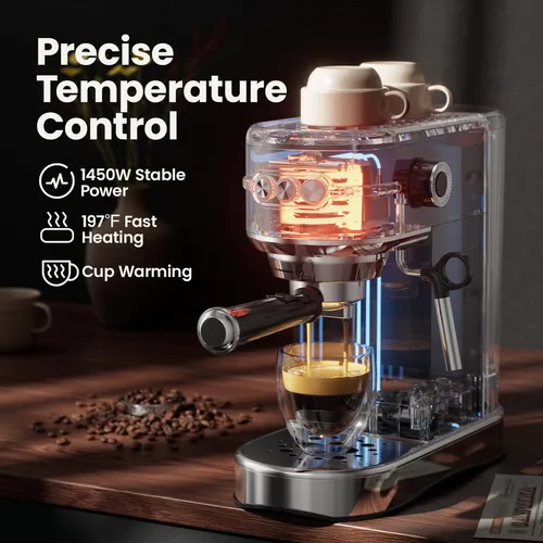 Máquina De Café Expreso 20 Bar 1450 W Semiautomática 1 04 L