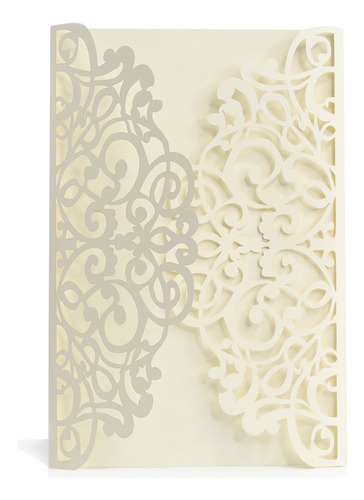 25 Invitacion Sobres Corte Laser Marfil Hueso 18x12cm