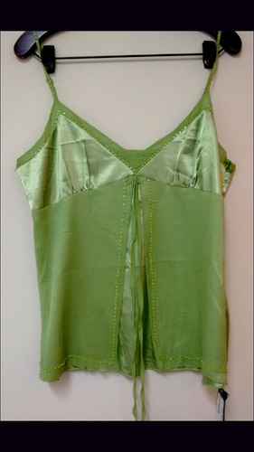 Musculosa Blusas De Raso Y Gasa Bordadas