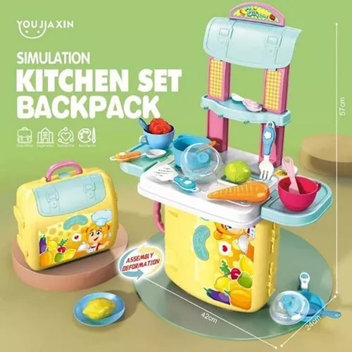 Set De Cocina Mini Chef Mochila De Cocinita Armable 30pcs