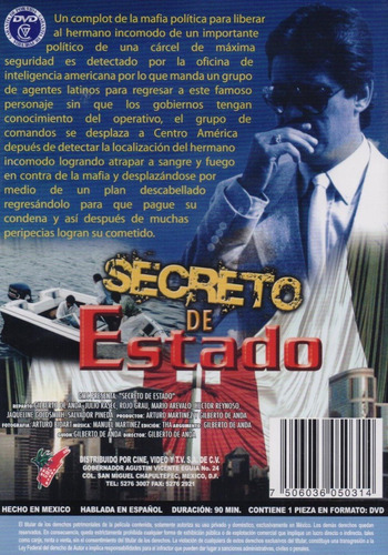 Imagen 2 de 3 de Secreto De Estado Gilberto De Anda Pelicula Dvd