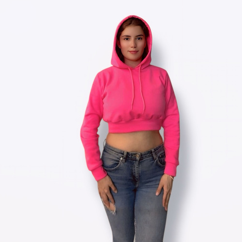 Sudadera Crop Top Mujer Ombliguera Fluorescentes Y Resorte