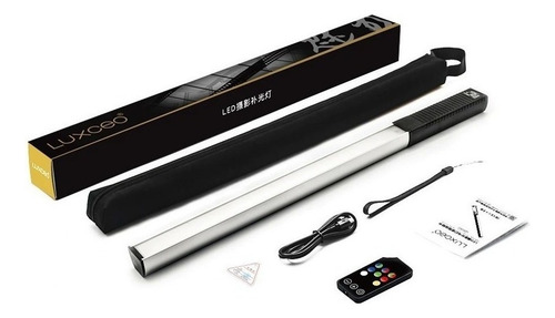 Bastão Luz Led 10w Q508a Rgb Bicolor Controle Remoto + Tripé Estrutura Preto