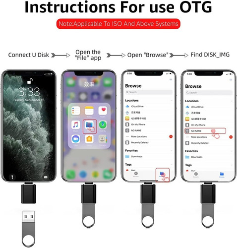 Imagen 5 de 10 de Adaptador Otg Usb 3.0 A Lightning Para iPhone iPad Apple