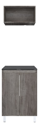 Cocina Integral Con Gabinete Inferior Y Alacena Decomobil Color Lombardia - Mármol Negro