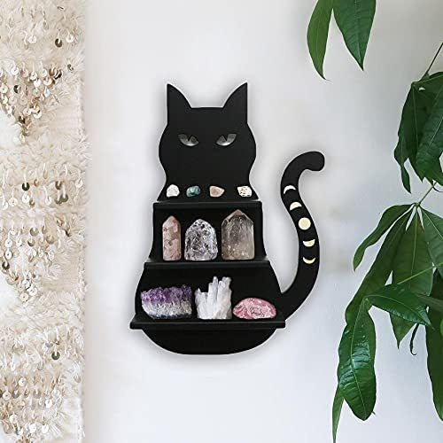 Estante De Pared Decorativo Lindo Gato Negro Cuarto Sala