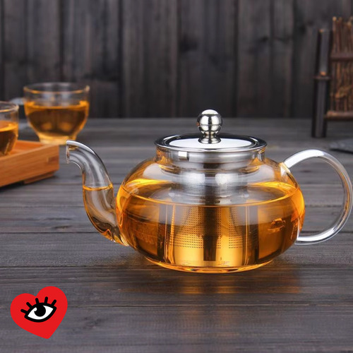 Tetera Vidrio Con Infusor Acero Inoxidable Tapa 600ml Veoquiero