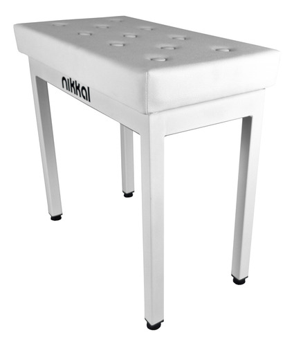 Banco Capitone Branco P/ Piano Teclado Nikkal Compartimento