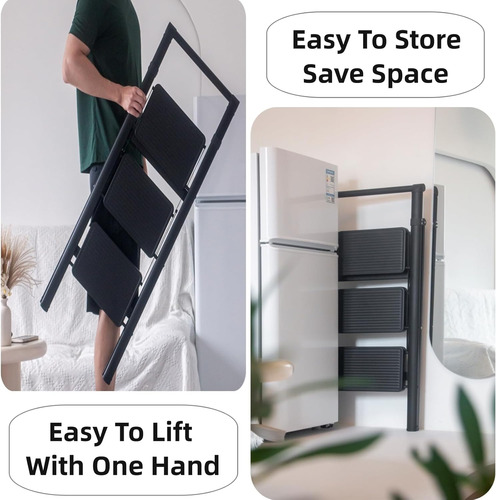Taburete Plegable De 3 Escalones Asa, Capacidad De Carg...