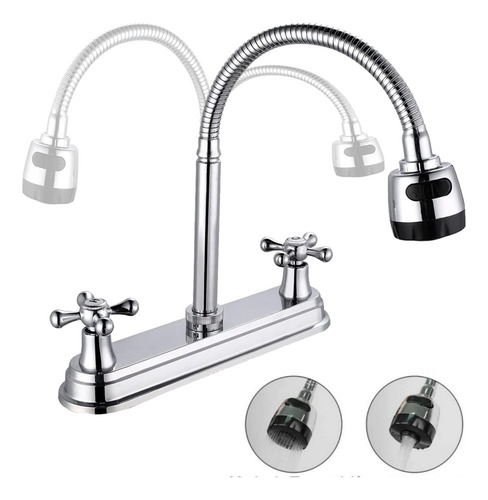 Grifo Llave Mezcladora Doble Comando Para Fregadero Cocina
