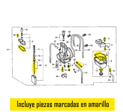 Kit Reparacion Carburador Para Honda Cr 250 R 2001