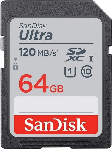 Imagem 1 de 1 de Cartão Memória Sandisk 64gb Ultra Sdxc Uhs-i 120mb/s C10, U1