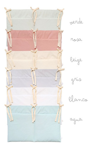 Organizador De Cuna/cama Acolchado 100% Algodón 300 Hilos Blanco
