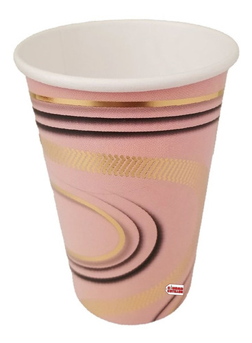 Vasos Descartable Ondas Rosa X 8 Fiesta - Ciudad Cotillón