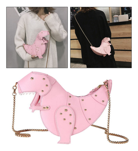 Mujeres Lindo Dinosaurio 3d Bandolera Remache Chic Cadena