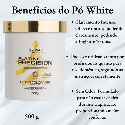 Kit 12 Pó Descolorante Dyusar Platine Precision White 500g