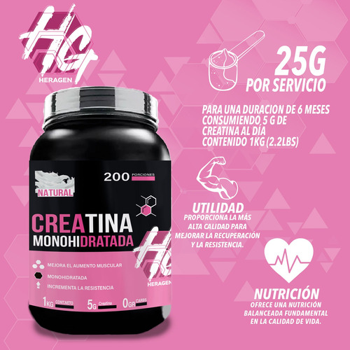 Heragen Creatina 1kg 200servicios Natural