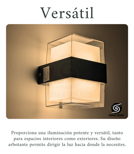 Lampara Arbotante Doble Luz Cubo Vintage Elegante Exterior Color Negro