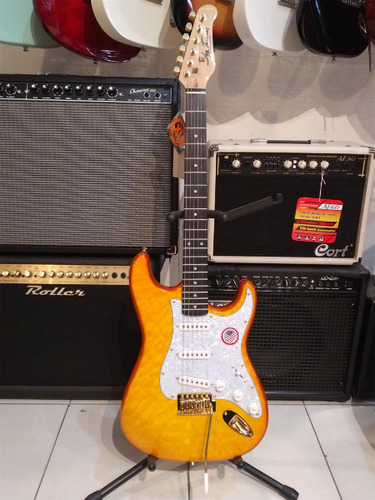Guitarra Eléctrica Jay Turser Stratocaster Jt-300qmt-amb