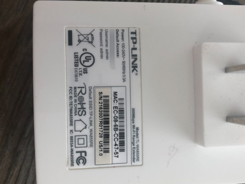 Access Point, Repetidor Tp-link Tl-wa855re Blanco 1 Unidad (Usado)