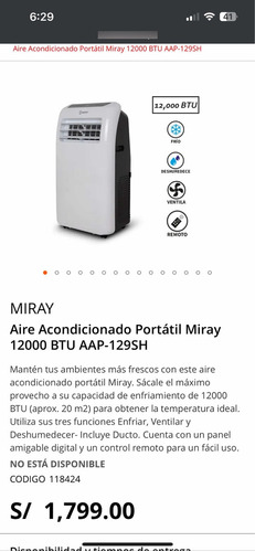 Aire Acondicionado Portátil Miray