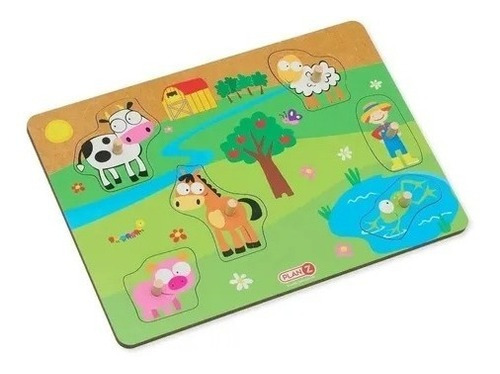 Imagen 3 de 3 de Juego encastre madera con agarre didácticos infantil