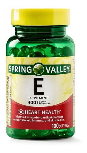 Vitamina E 180mg Spring Valley 100 Cápsulas 