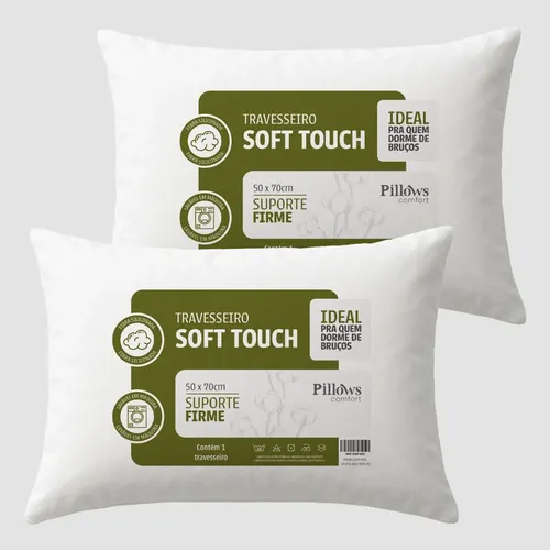 Kit 2 Travesseiros Antialérgico Soft Coton 50x70cm Branco