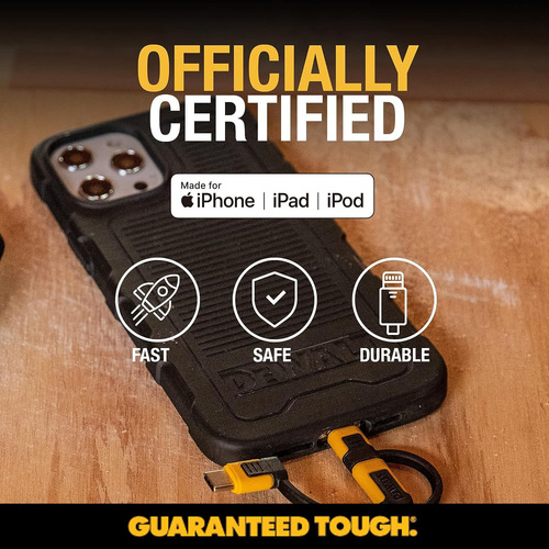 Cable De Carga Dewalt 3 En 1 Retráctil De 1 M Para Iphones/s