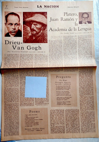 La Nacion 1968 Victoria Ocampo Drieu Van Gogh Primera Edicio