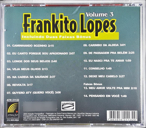 Cd Frankito Lopes - Volume 3 - Ec (Usado)
