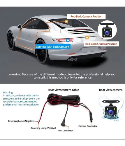 Cámara Frontal Auto Espejo Retrovisor + Cámara Retroceso