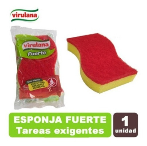 Esponja Fuerte Nueva Fibra Abrasiva & Antigrasa Virulana X1