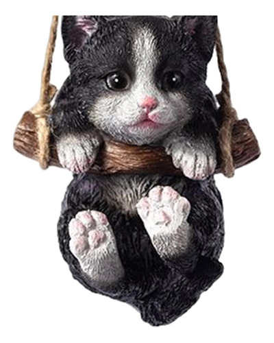 Lindo Colgante Columpio Estatua De Gato Colgante De Negro