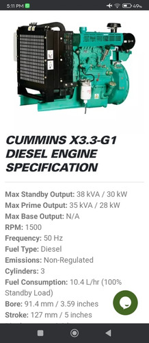 Partes Para Repuesto De Motor Cummins X3.3-g1 Diesel 