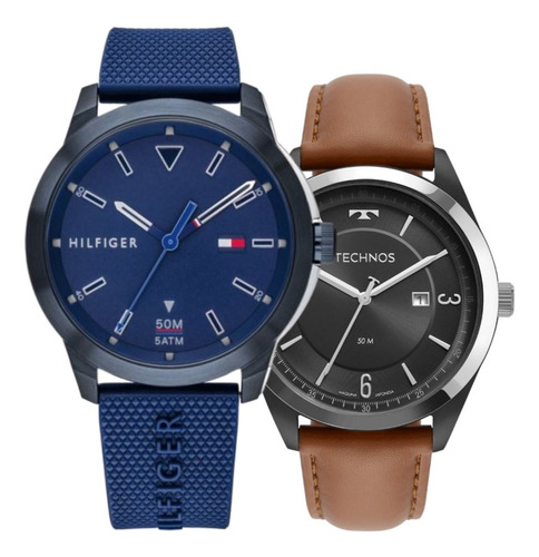 Relógio Tommy Hilfiger Masculino Borracha + Technos De Couro
