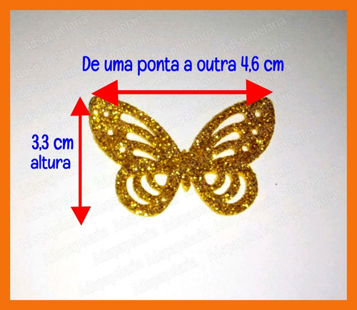 Aplique Eva Com Glitter Borboleta Vazada - 100 Unidades