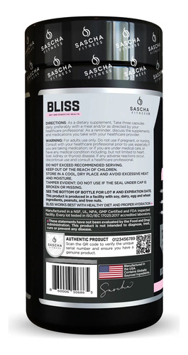 Bliss | 90 Caps | Sascha Fitness | Salud Intestinal Microflo Sin Sabor