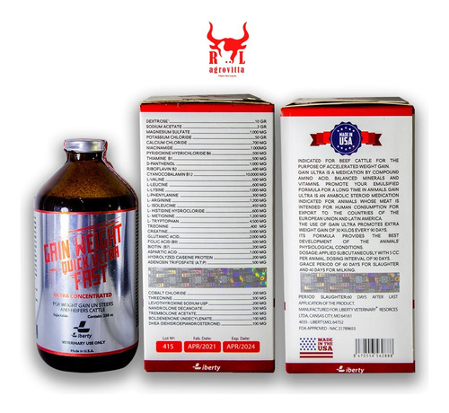 Suplemento Gain Weight Ultra Fast 250ml Engorda Rápida Boi
