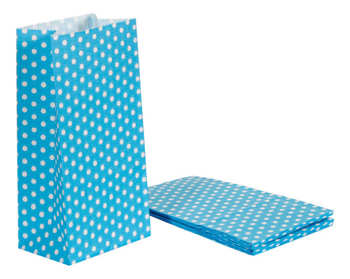 Bolsa Papel Azul Puntos Mesa Dulces 9x6x18cm Mylin 12pz