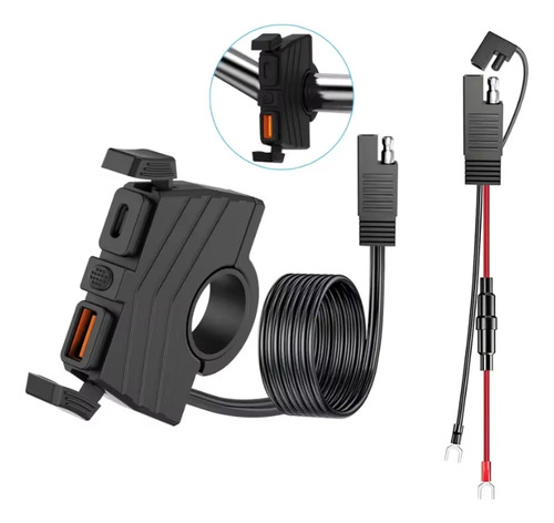 Cargador Usb Para Moto Tipo C Y Carga Rápida Contra Agua