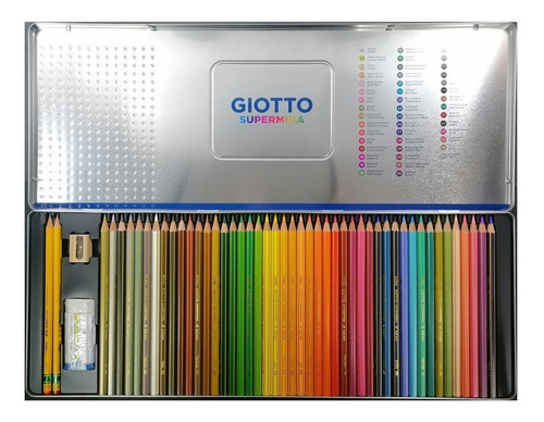Imagen 1 de 5 de Supermina Giotto 50 Col. Set De Lápices, Caja Metálica