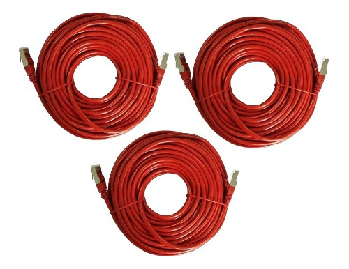 Kit De 3 Piezas Cable De Red 20 Mts Cat5 Rj45 Pc Laptop /e